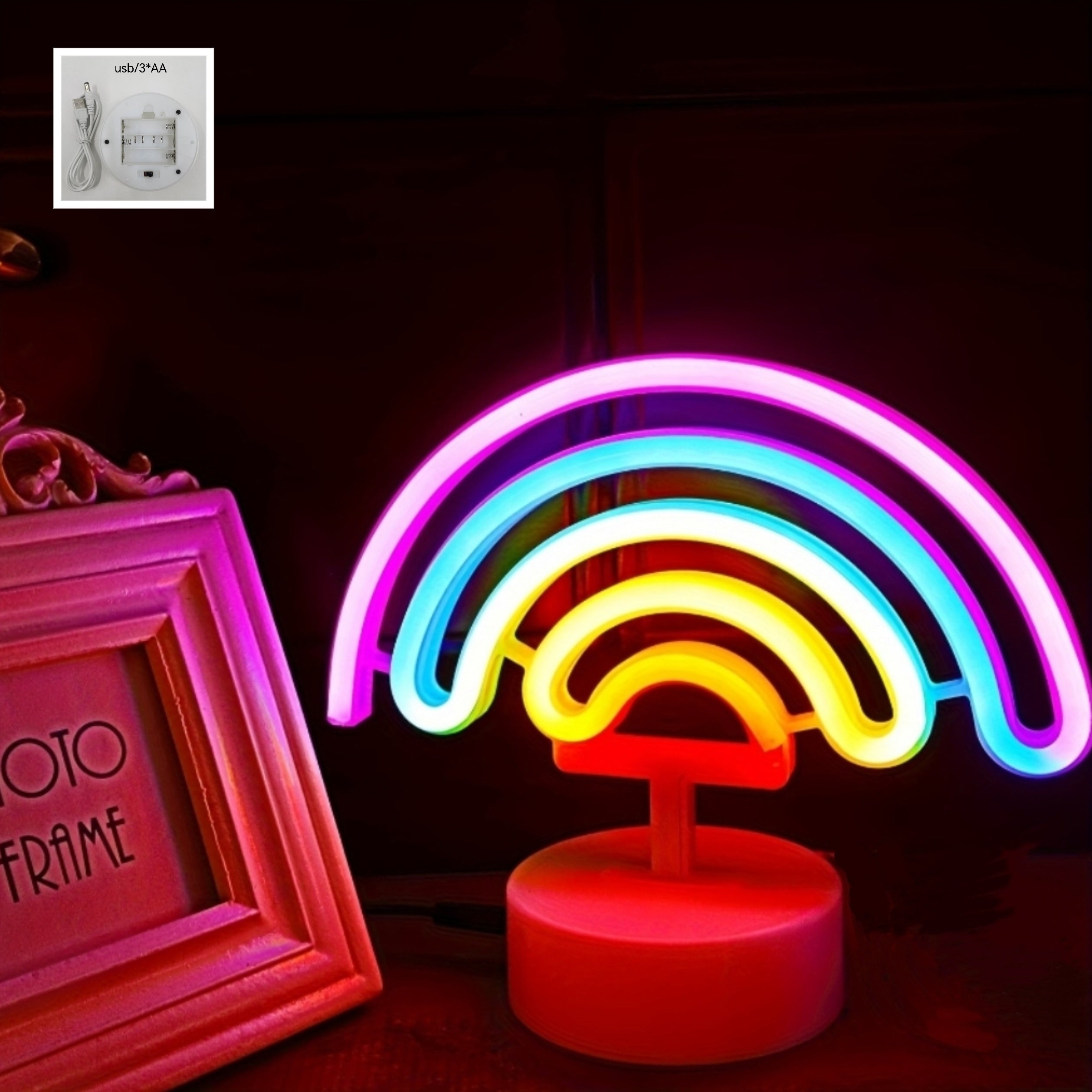 RainbowGlow - Schattig Regenboog Neonlicht met Lampvoet