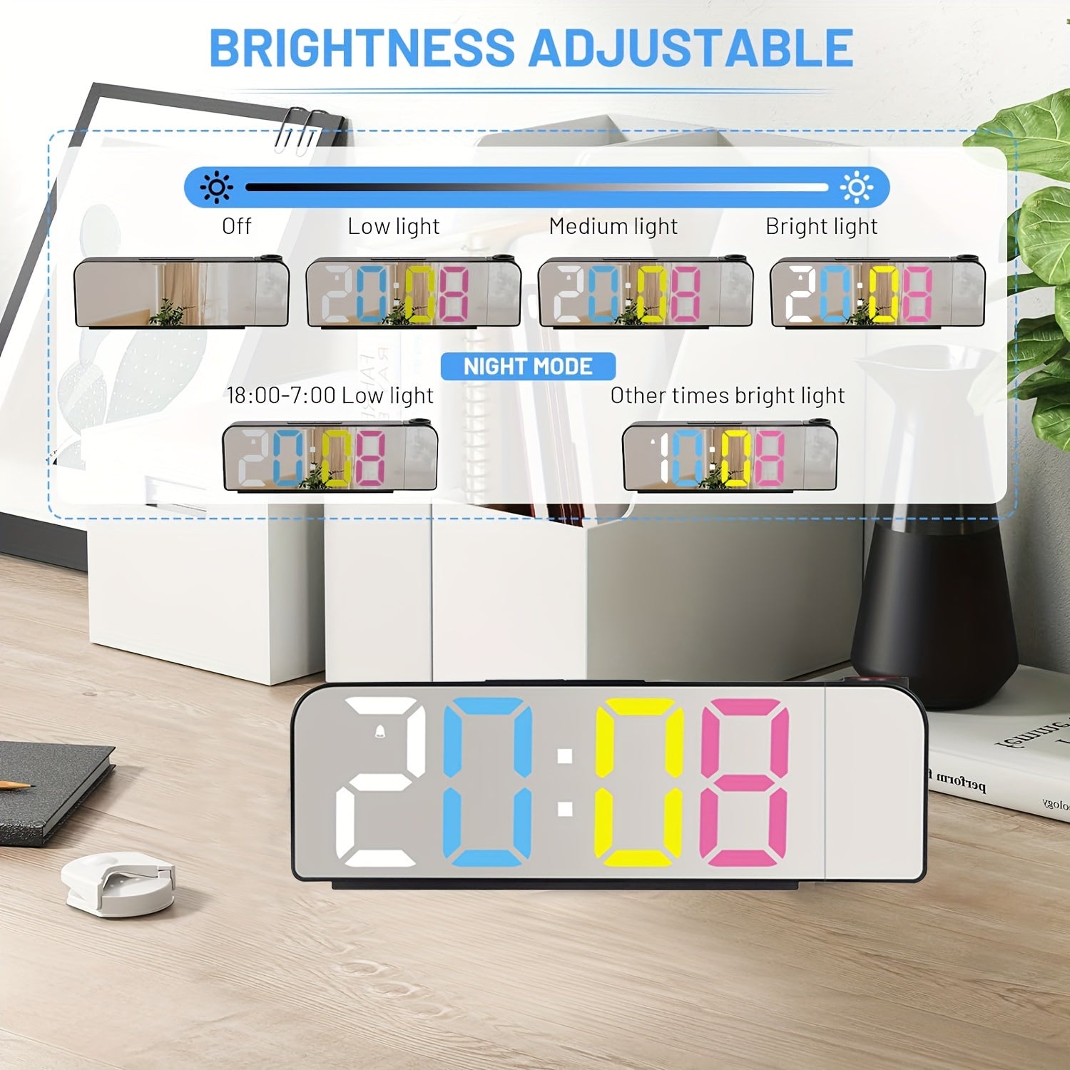 ProjectTime - Digitale Projectie Wekker met LED en Spiegel Scherm