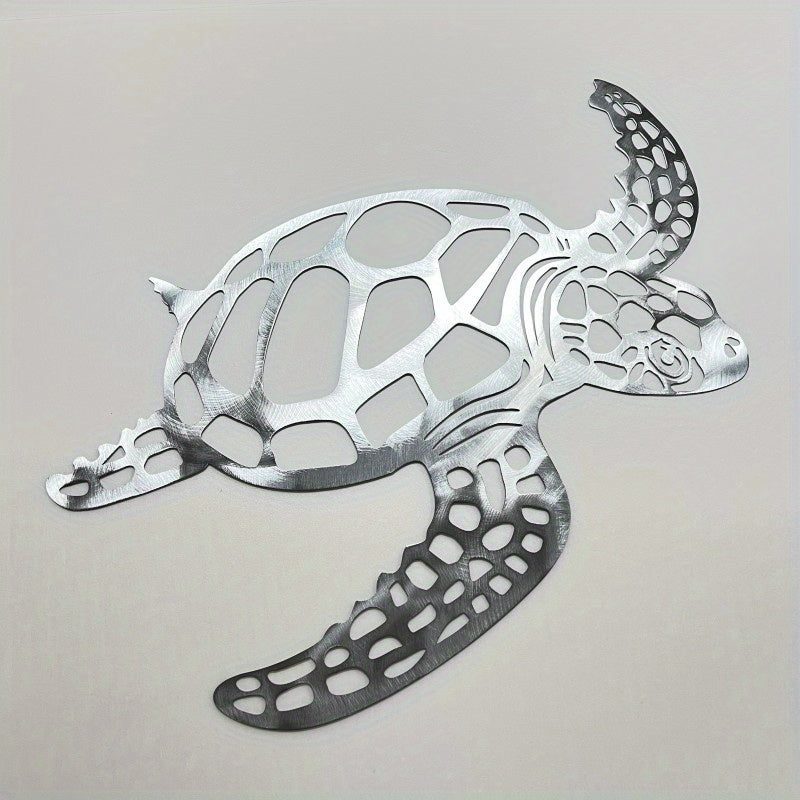 1 pieza Tortuga Marina de Metal Arte de Pared - Encanto Costero Hecho a Mano para Decoración Interior de Sala - Acento Artístico con Tema Náutico de Playa