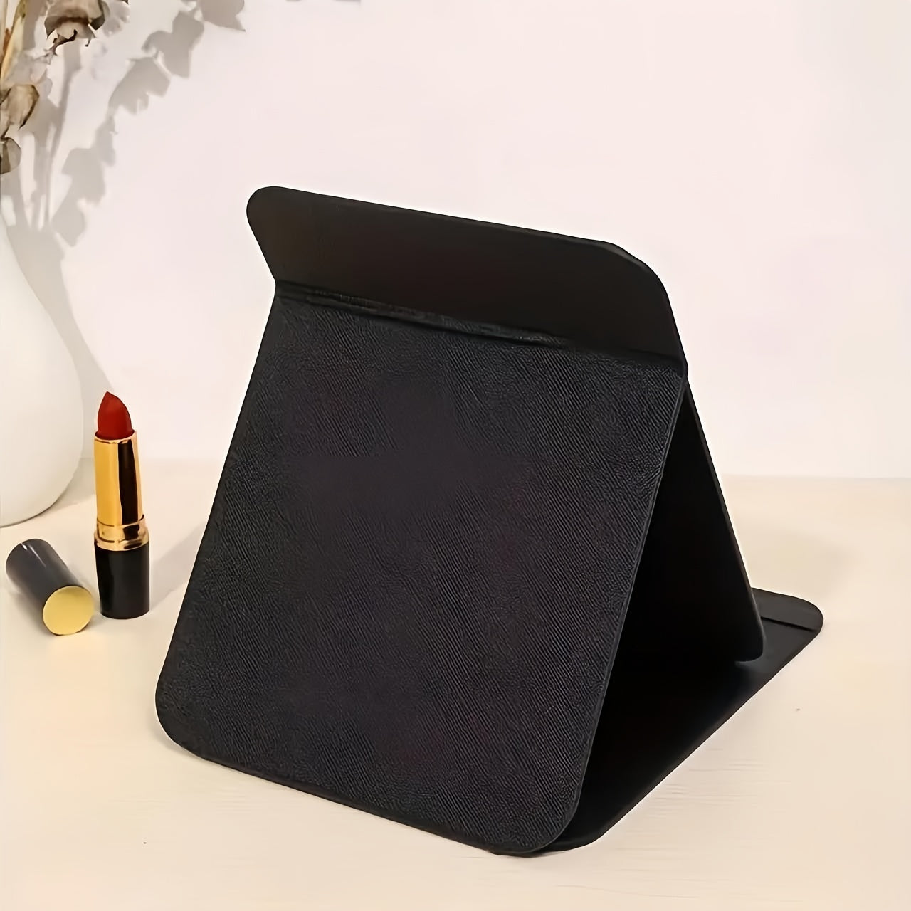 Opvouwbare Lederen Make-up Spiegel – Draagbaar en Zonder Batterij