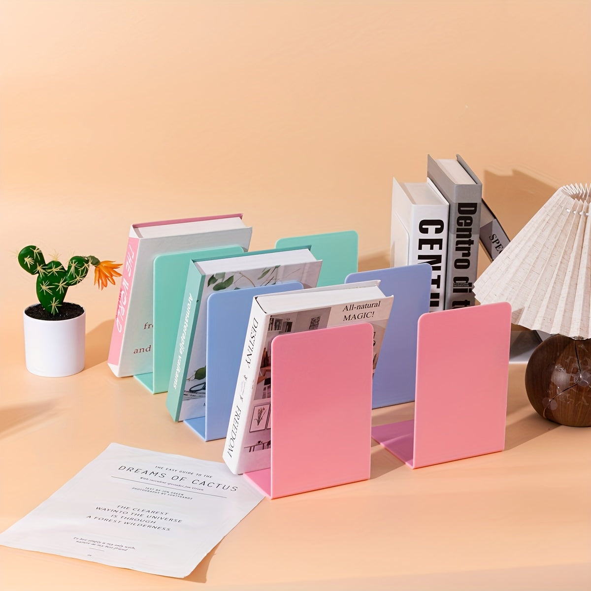 8-delige L-vormige Boekensteunen - Duurzaam PP Materiaal, Bureau- en Studentenorganizer