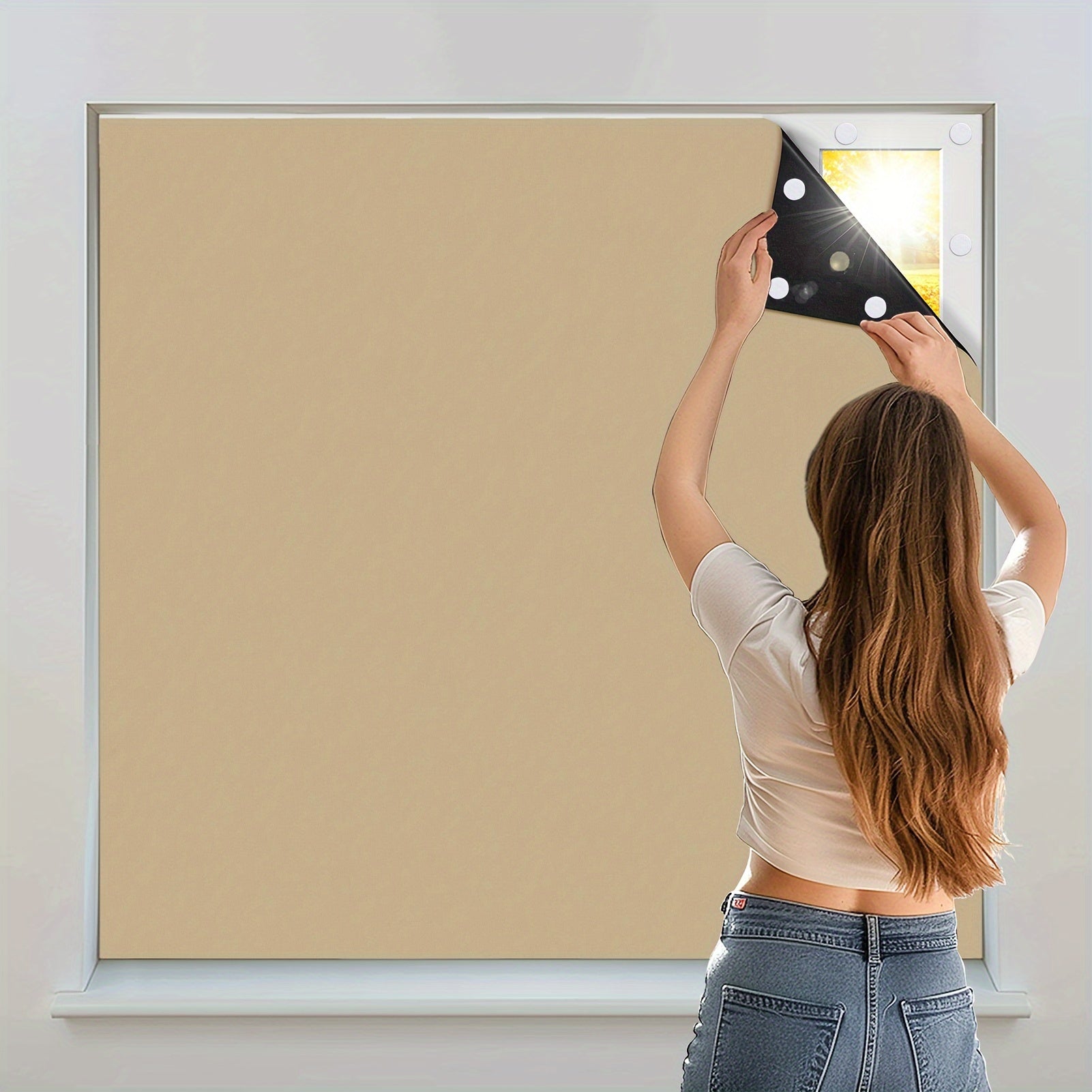 1 Pieza Cortinas Opacas - Persianas Opacas Portátiles, Cubierta de Ventanas para Dormitorio y Sala de Estar