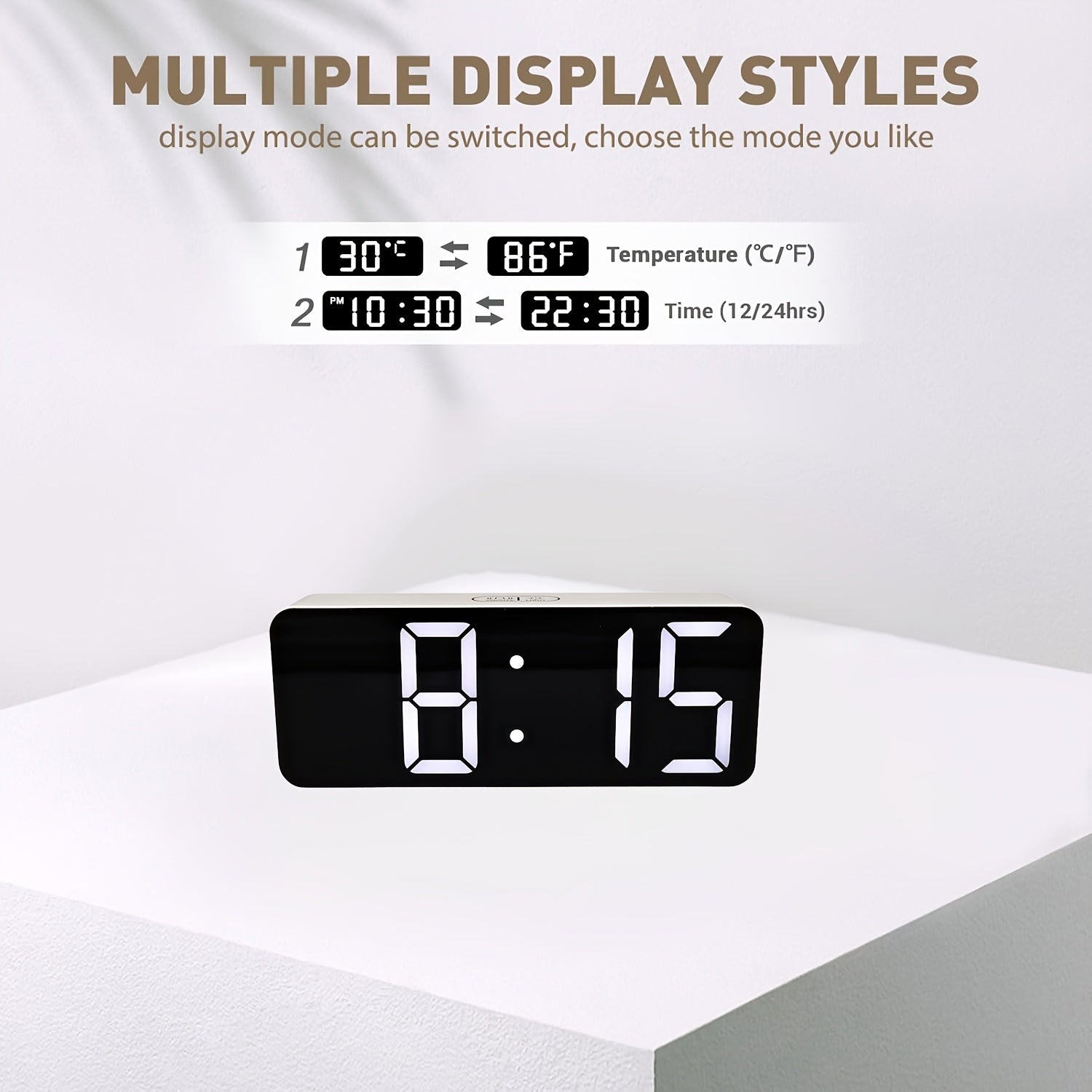 TimeGlow - Compacte LED Digitale Wekker met Verstelbare Helderheid