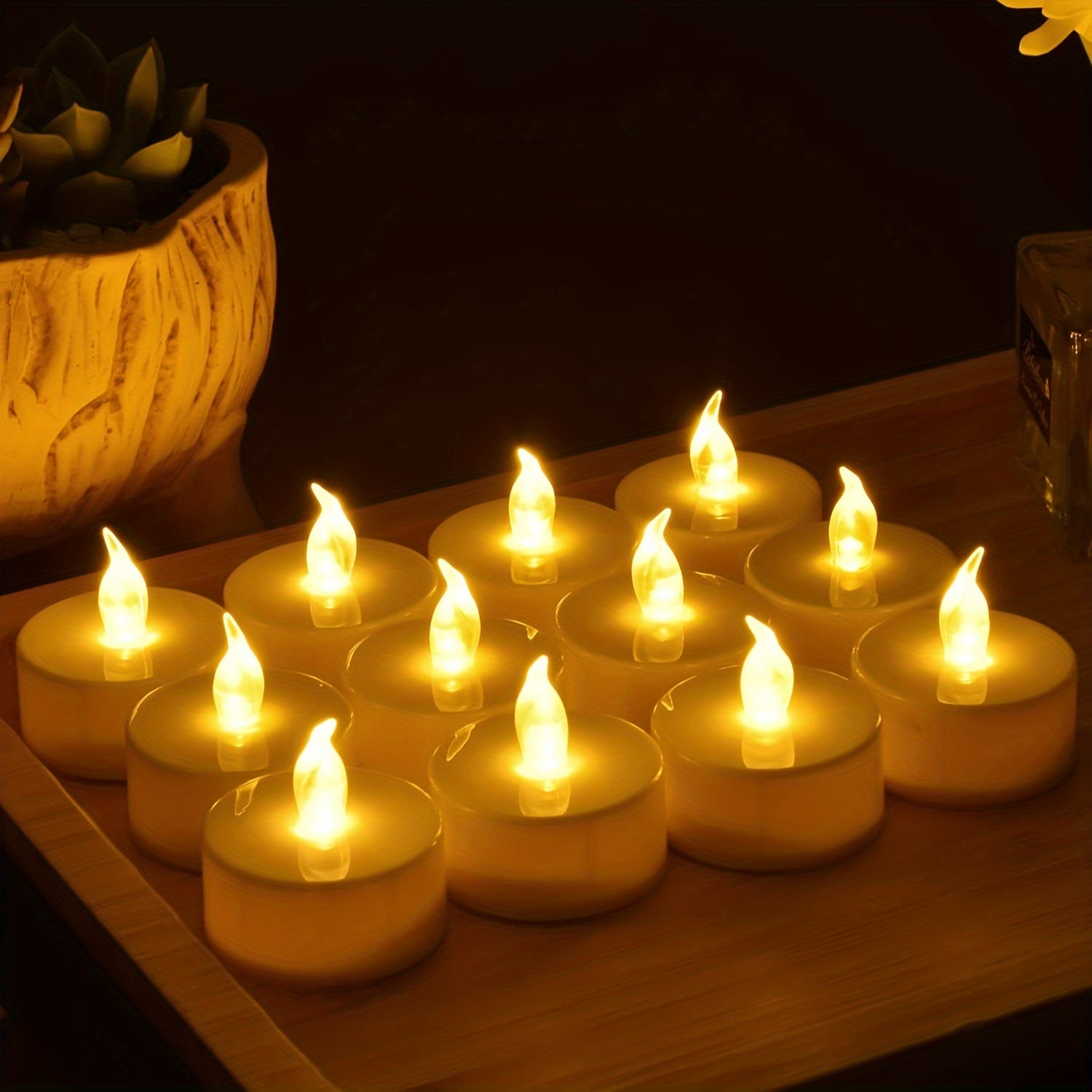 Candele LED per tè - Alimentate a batteria, Giallo caldo, Candele senza fiamma, Luce tremolante per oltre 150 ore (5, 12, 24, 50 pezzi)