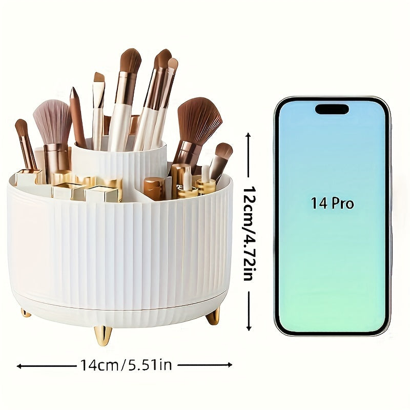 360° Roterende Make-up Organizer – Duurzame Kunststof Cosmetica Opbergdoos met 5 Vakken