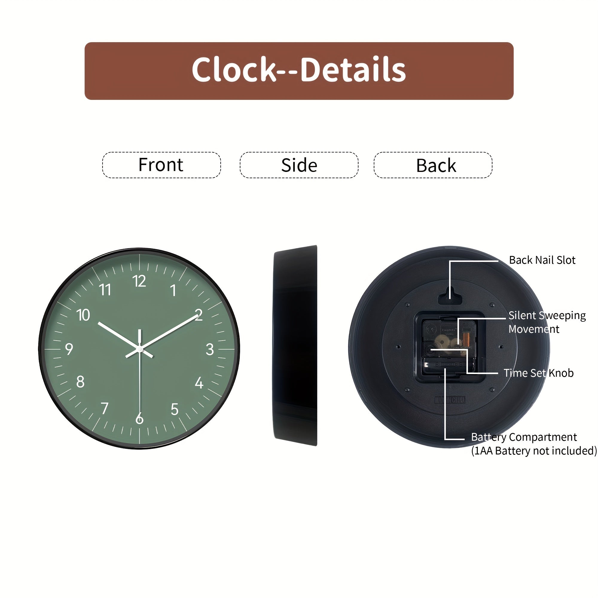 FantasyTime - Reloj de pared moderno silencioso, 20 cm