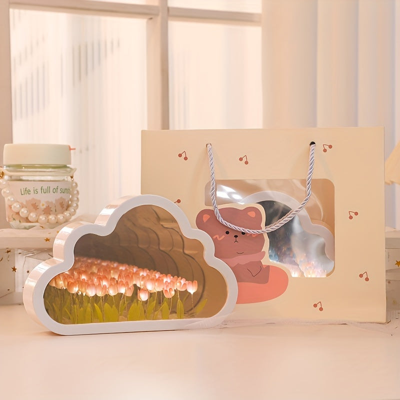 Candeeiro de tulipa - Luz noturna LED com desenho de flor