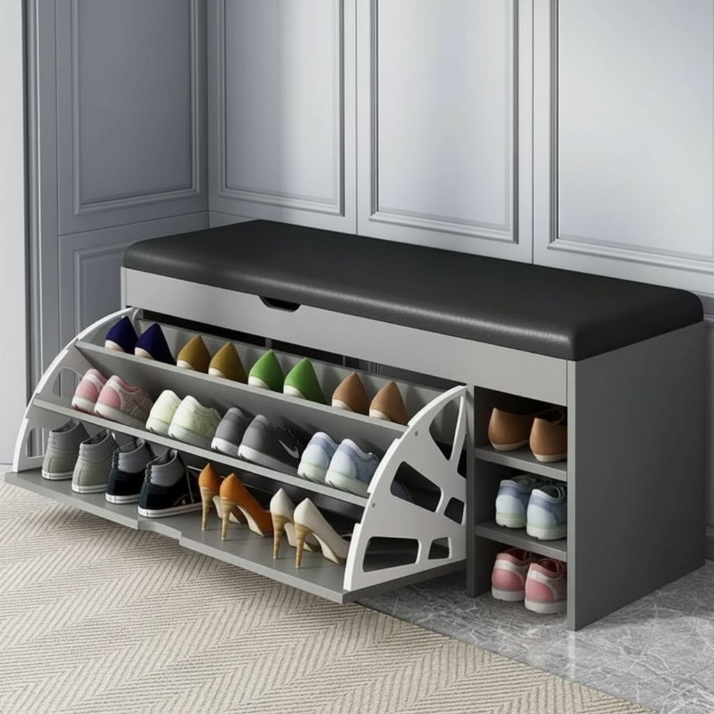 3-in-1 Shoe Cabinet Bench Space Saver Folding Storage Solution 3