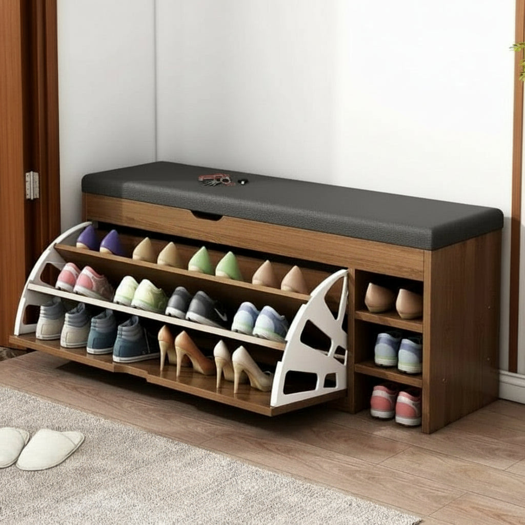 3-in-1 Shoe Cabinet Bench Space Saver Folding Storage Solution 5