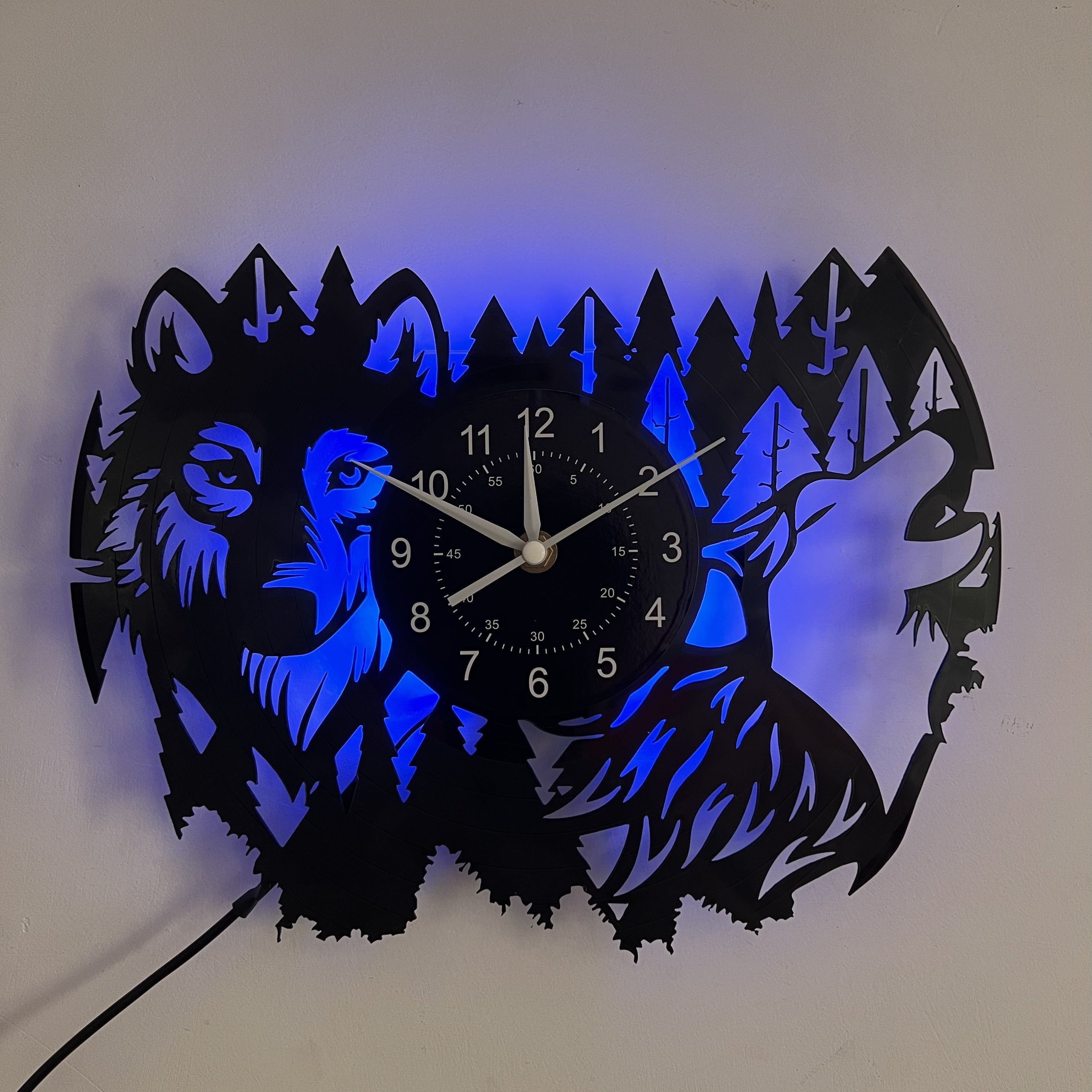 HuskyVinyl - Reloj de pared vintage con efecto óxido y tema Husky