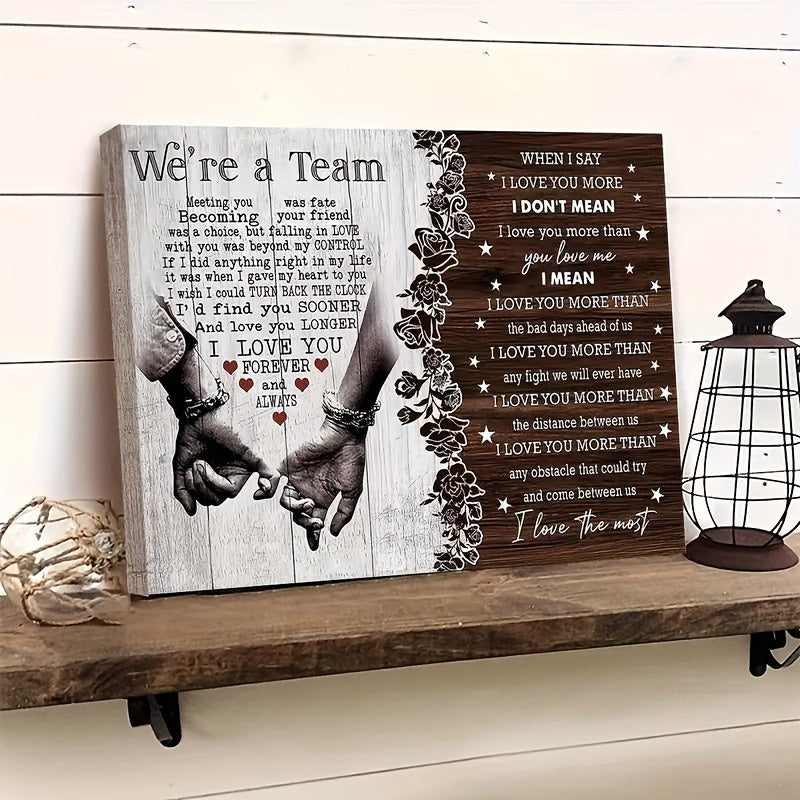 Wooden With Frame Personalized Couple Canvas, I Love You Couple Gift, Meeting You Was Destiny Canvas, Gift For Beloved Birthday Anniversary Couple Canvas