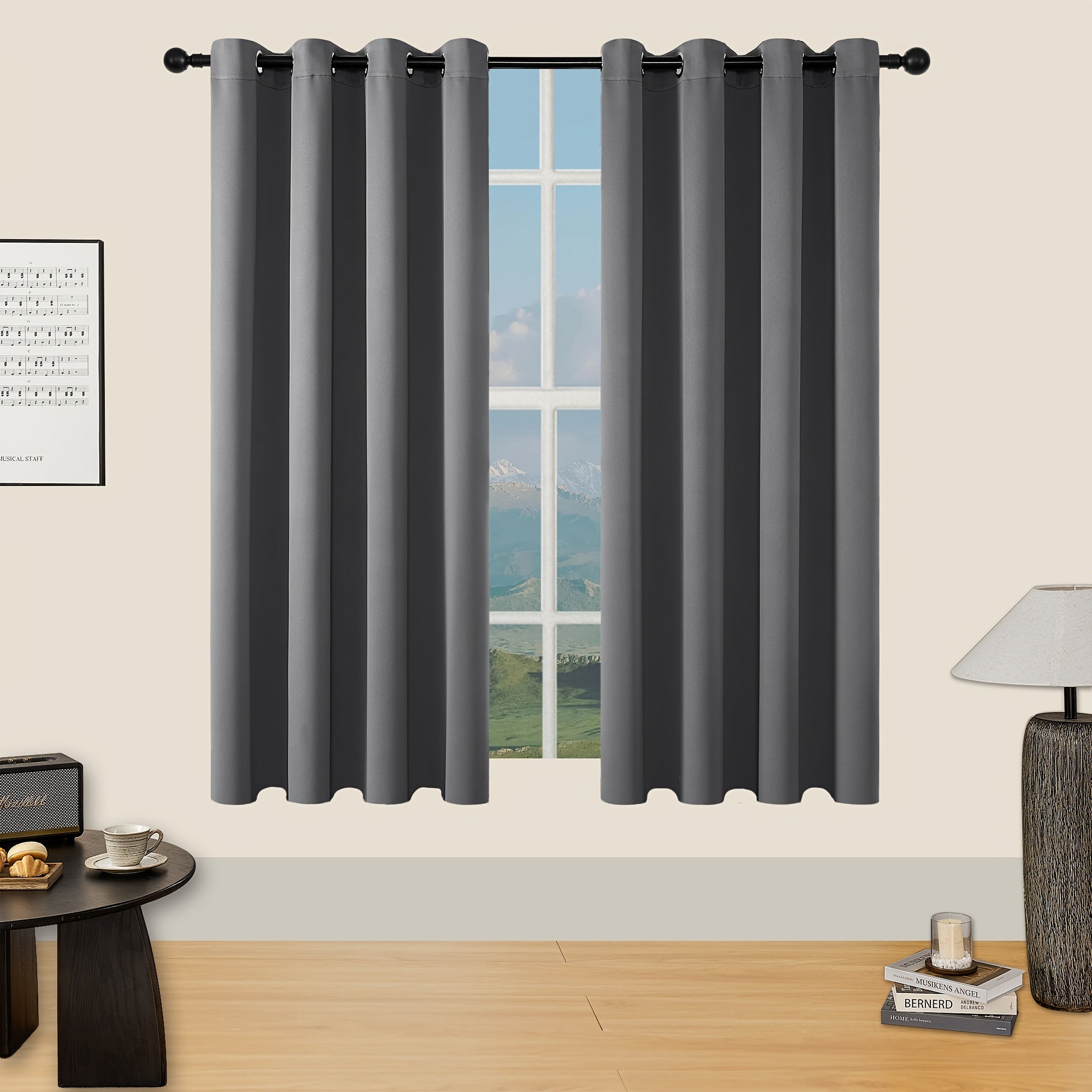 Tende Oscuranti - 2 Pezzi Tende Moderne in Poliestere con Isolamento Termico e Anelli