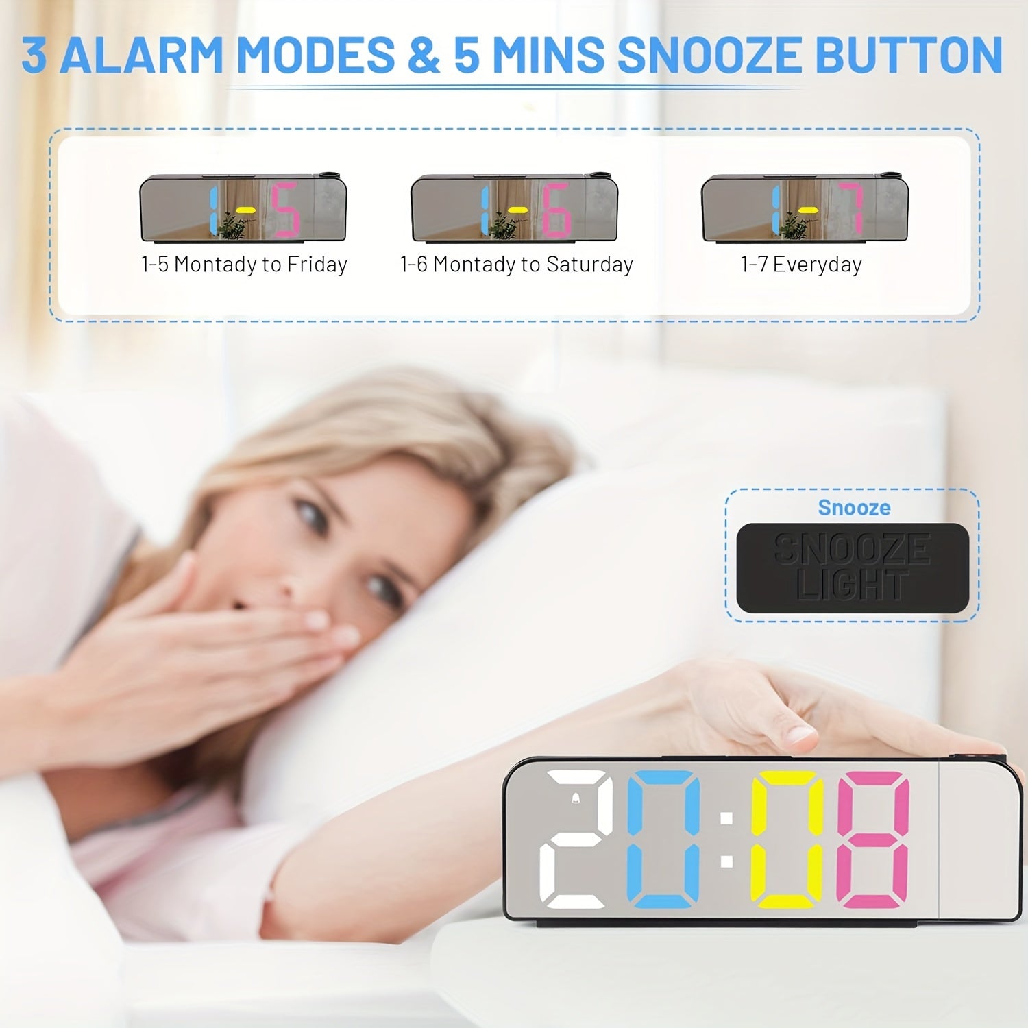 ProjectTime - Digitale Projectie Wekker met LED en Spiegel Scherm