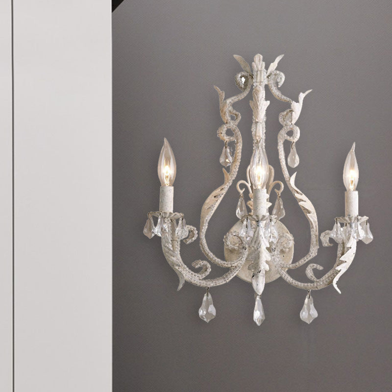 Lampadario di Cristallo - Applique Tradizionale con 3 Teste in Grigio/Avorio