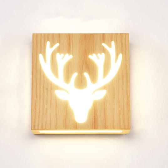 NatureShine - Lámpara de pared LED moderna de madera maciza con motivo lúdico