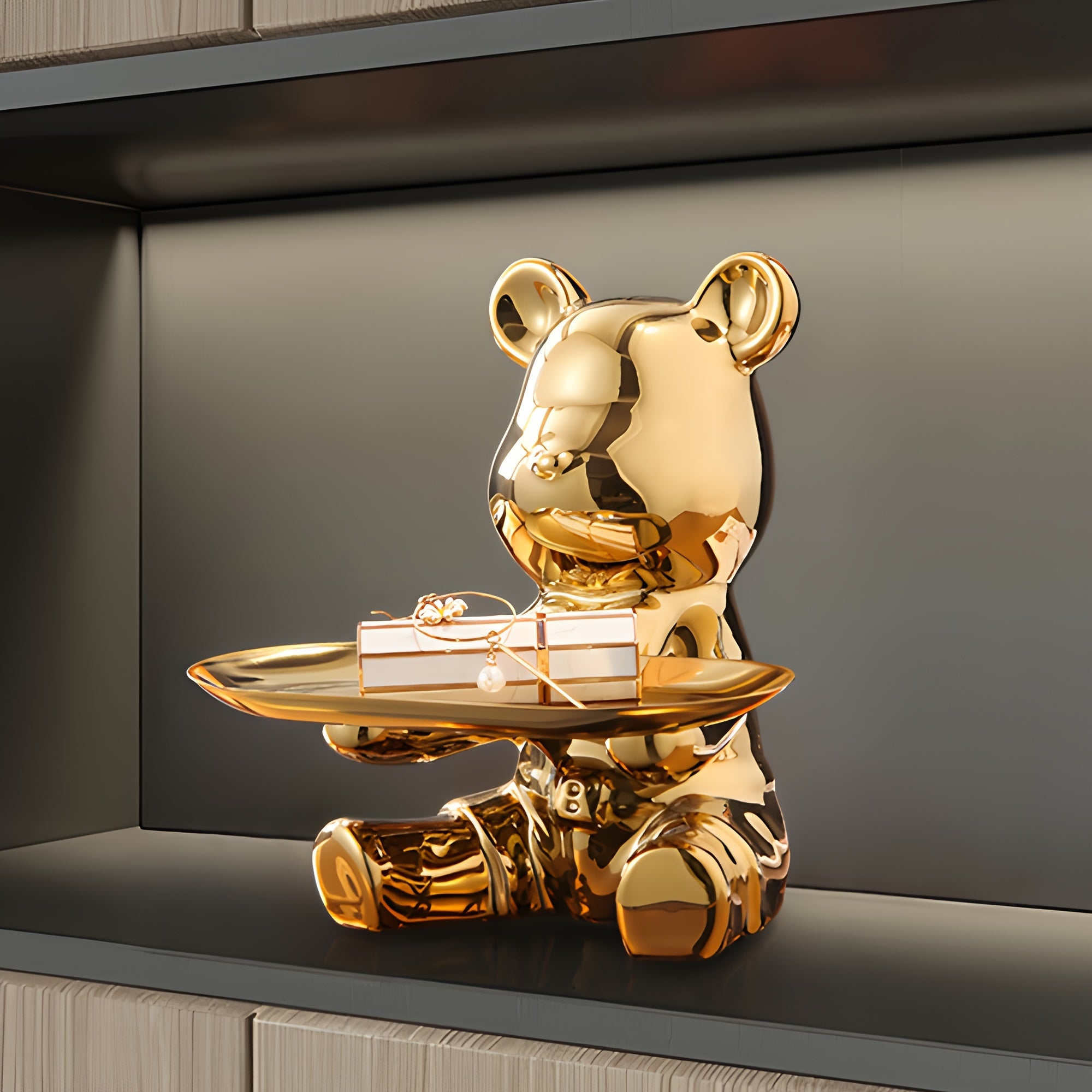 CeramiBear - Vassoio decorativo orso e coniglio in ceramica