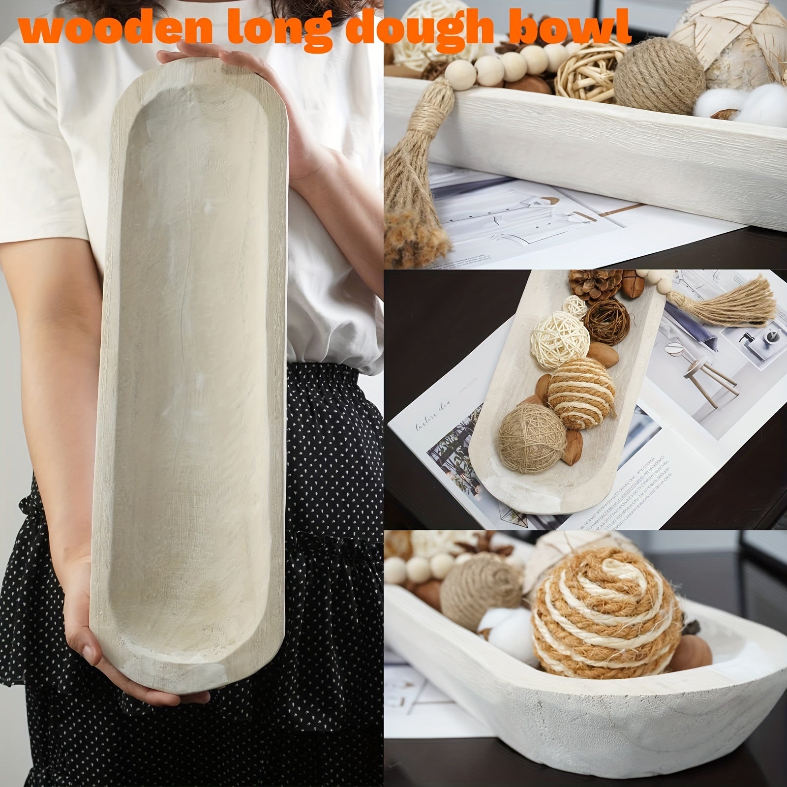 WoodServe Dough Bowl - Hand-Carved Wooden Decorative Bowl for Table Decor
