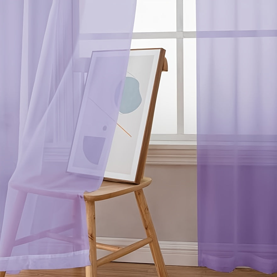 Cortinas semitransparentes - Paquete de 2 cortinas ligeras y transpirables de poliéster para dormitorio y puertas de terraza