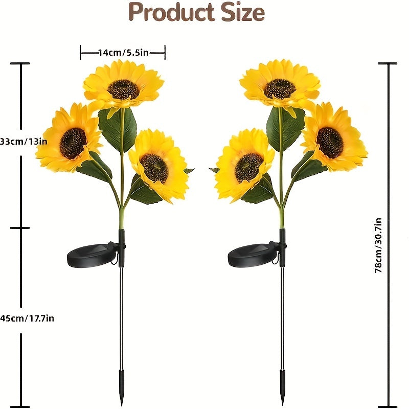 SolarBloom - Sunflower LED Garden Light with 3 Heads, Waterproof
