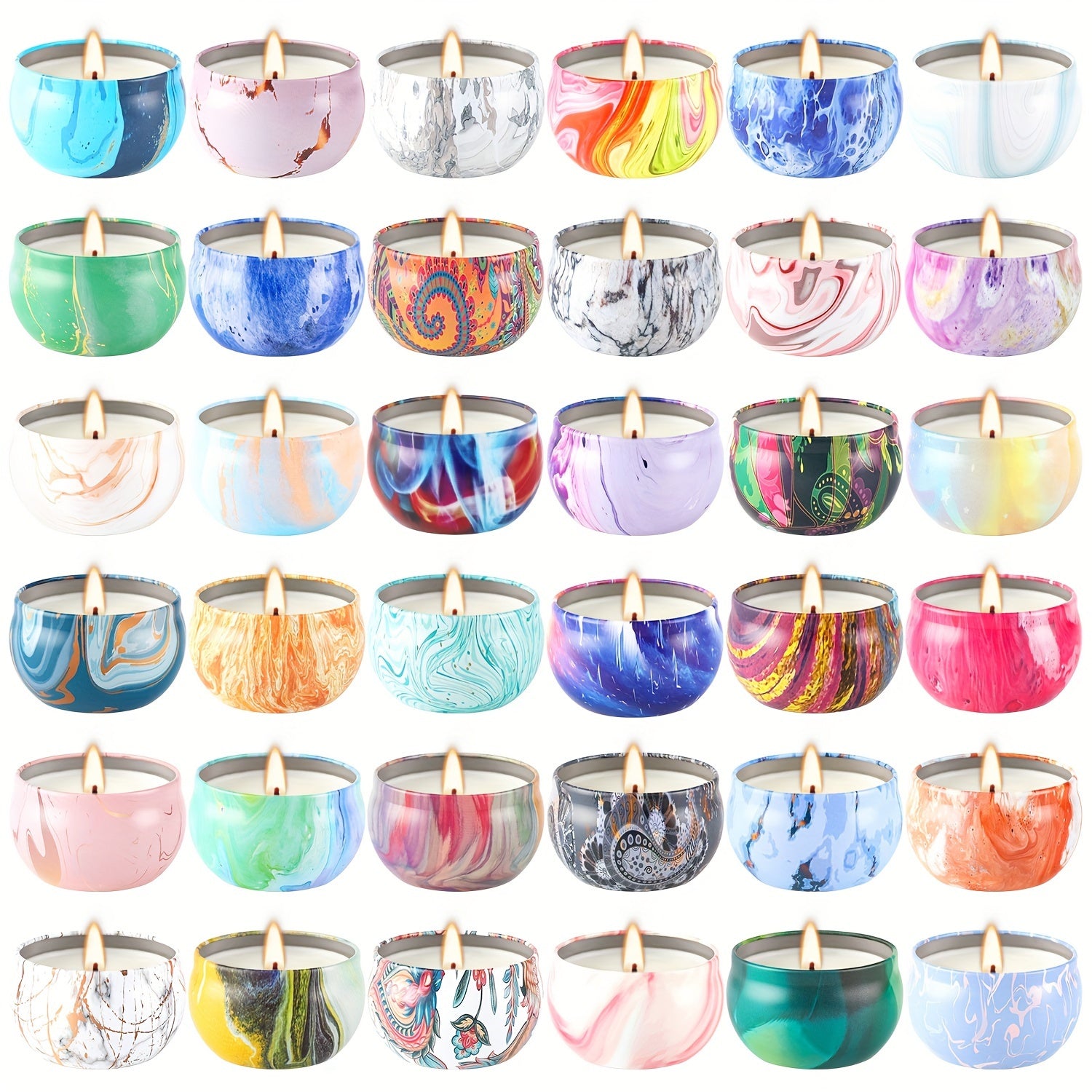Set di Candele Aromaterapia – 36 Pezzi, Motivo Marmo, Regalo per Famiglia e Amici