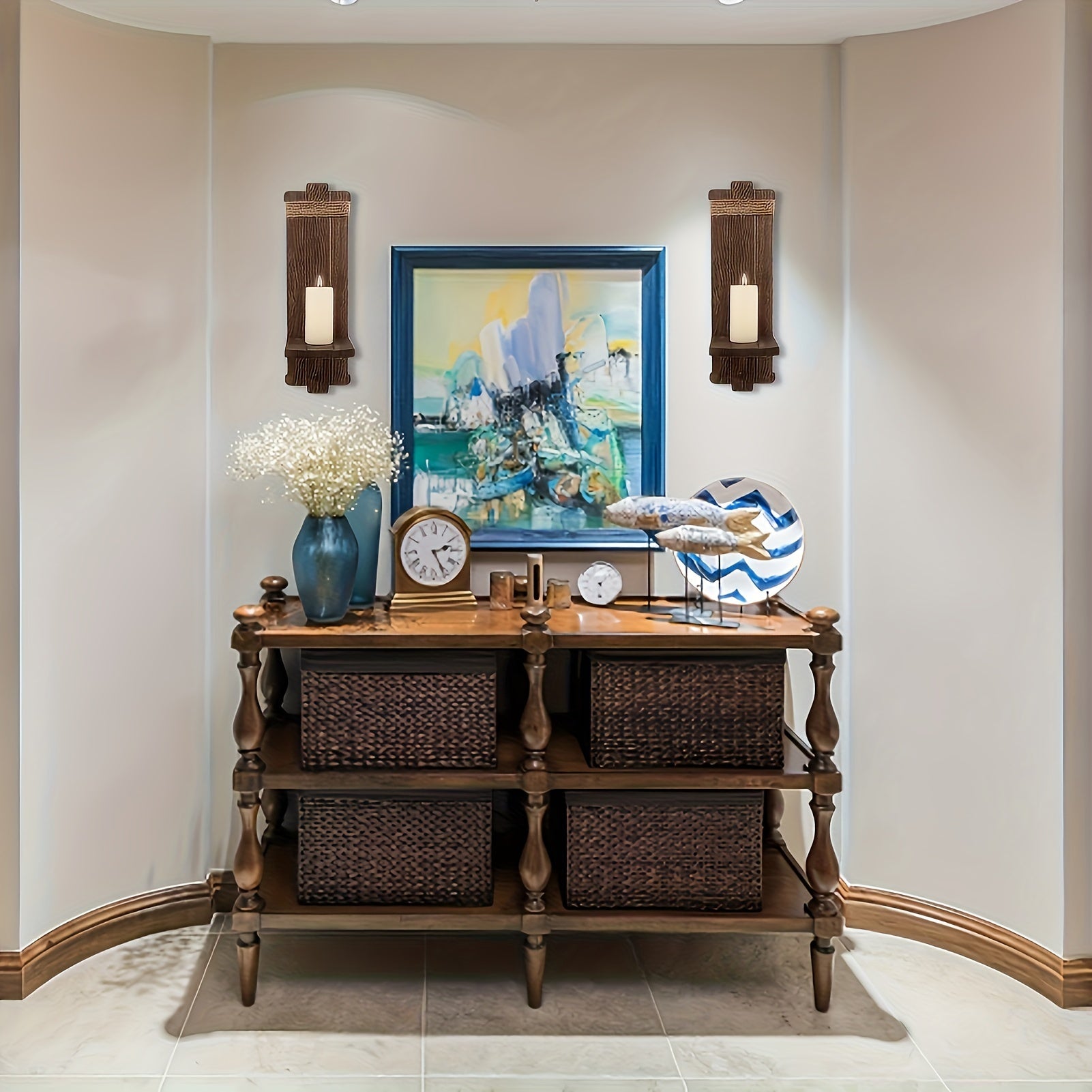 Rustieke Houten Kandelaar - Muurdecoratie