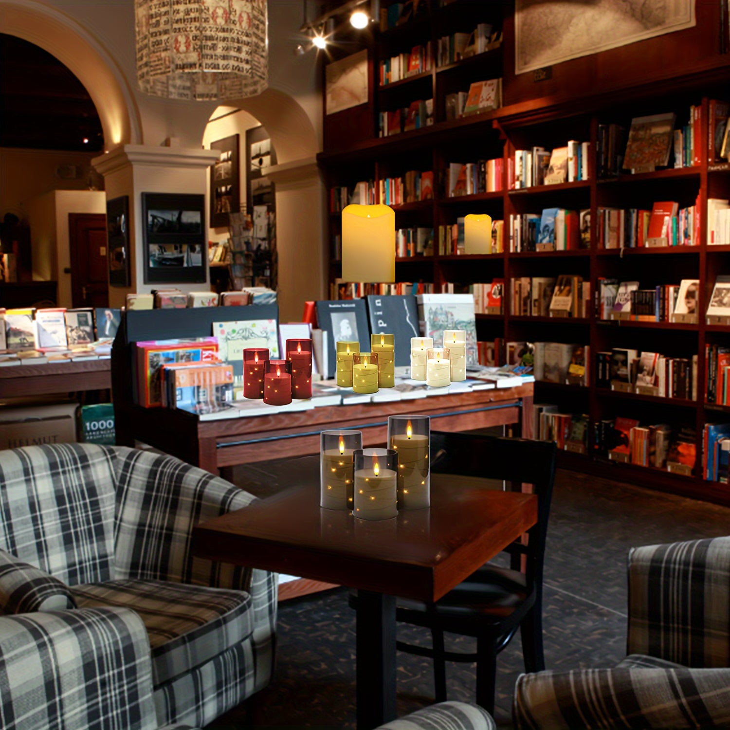 Candele LED senza fiamma con ghirlanda luminosa a forma di stella – Confezione da 3 grigie (D3*H10,16cm12,7cm15,24cm) Include telecomando e timer