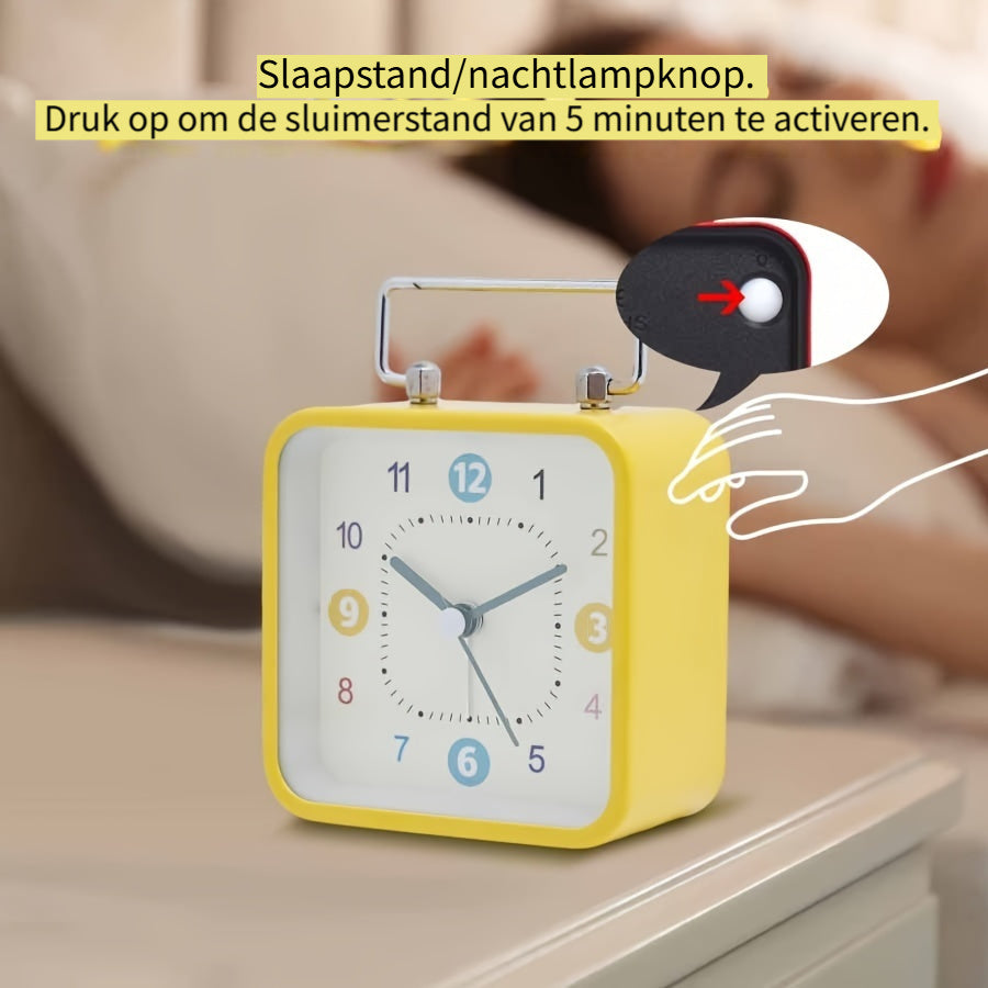 TimeCube - Vierkante Metalen Wekker met Nachtlampje en Snooze