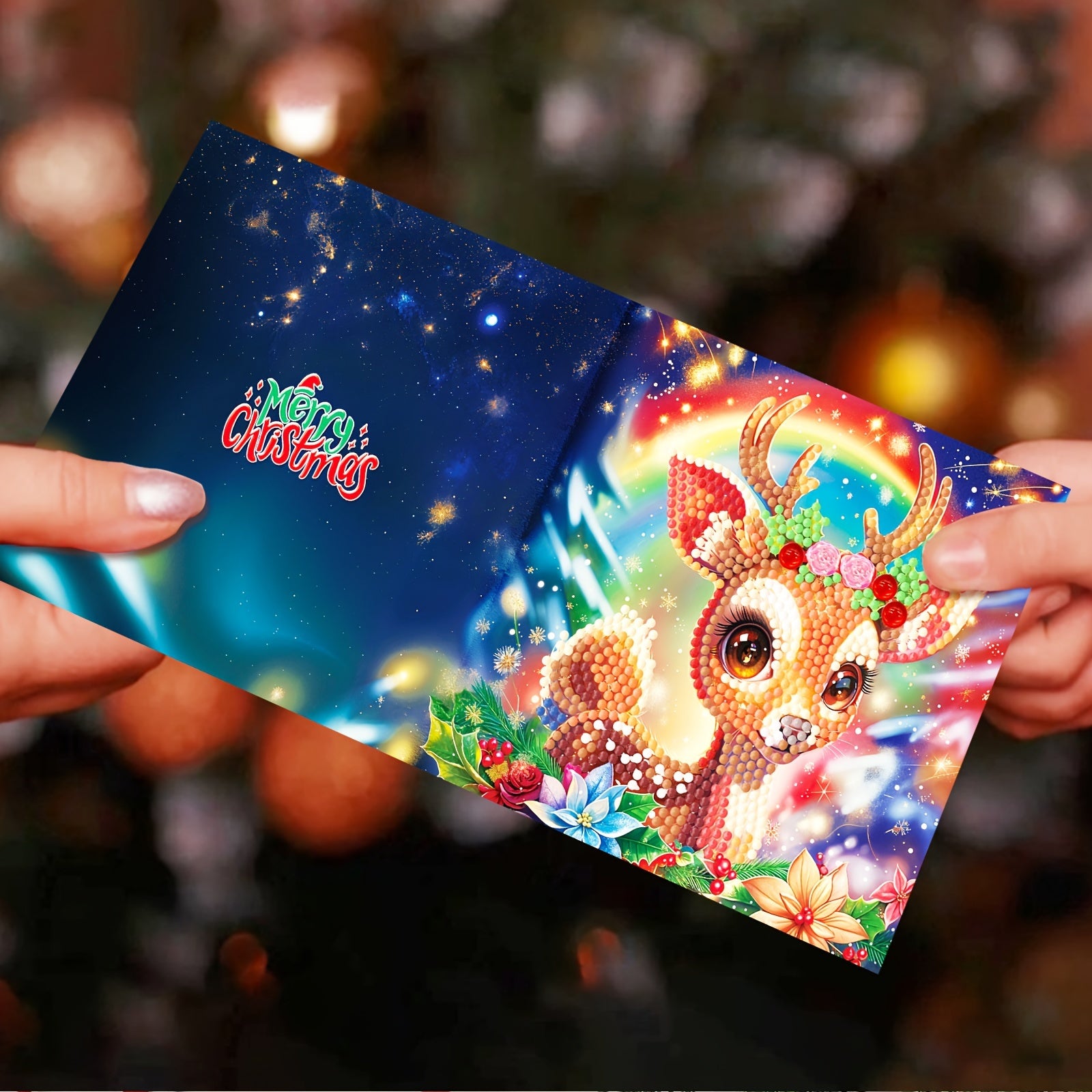 Kit de 12 tarjetas de felicitación de pintura de diamantes DIY - Diseños de muñeco de nieve y ciervo para Navidad, Acción de Gracias, cumpleaños - Regalo de manualidades perfecto para familia y amigos