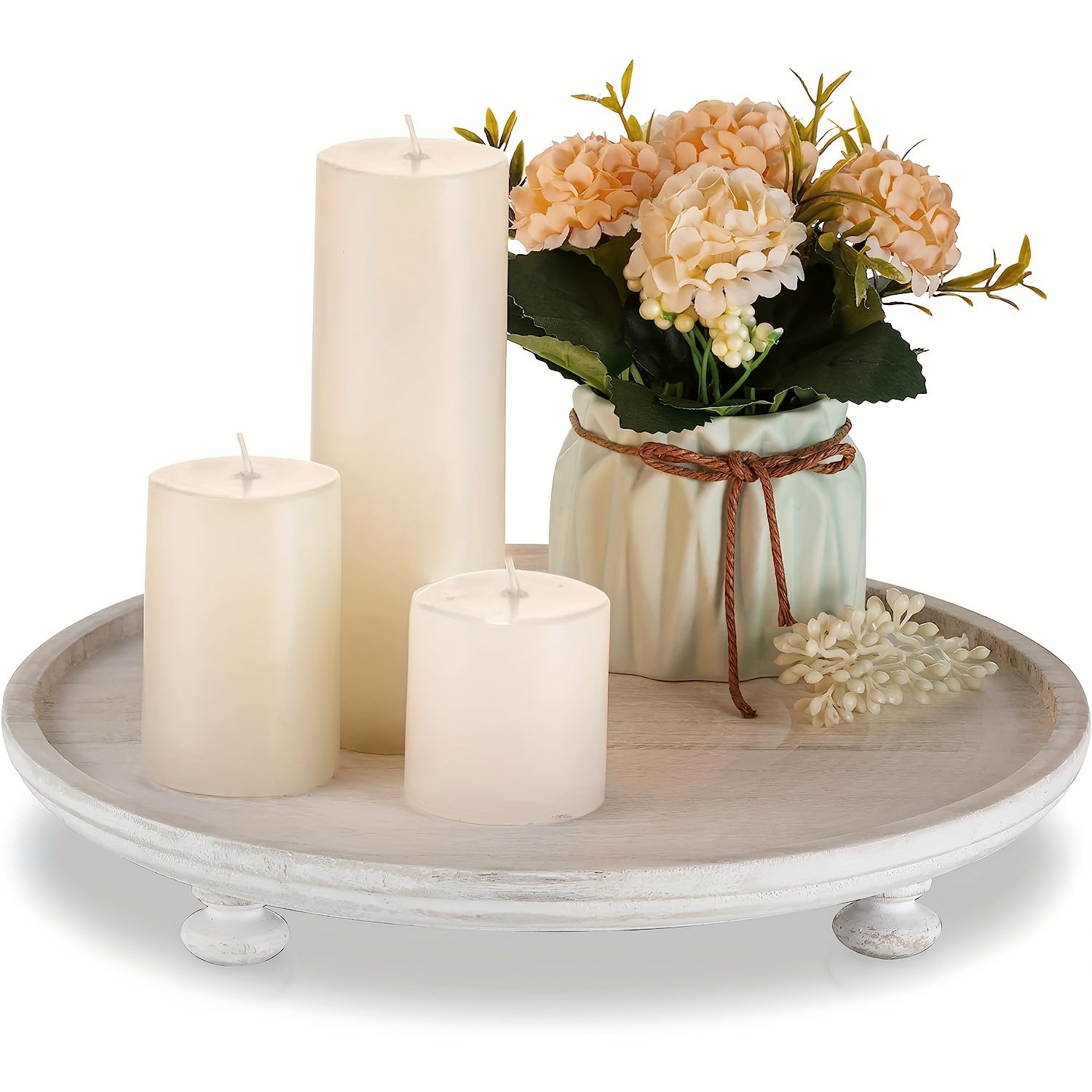 WoodBowl - Ciotola Rotonda in Legno con 4 Piedi | Per Decorazioni di Matrimonio e Natale