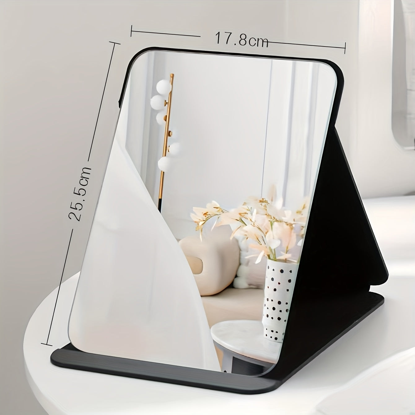 Opvouwbare Lederen Make-up Spiegel – Draagbaar en Zonder Batterij