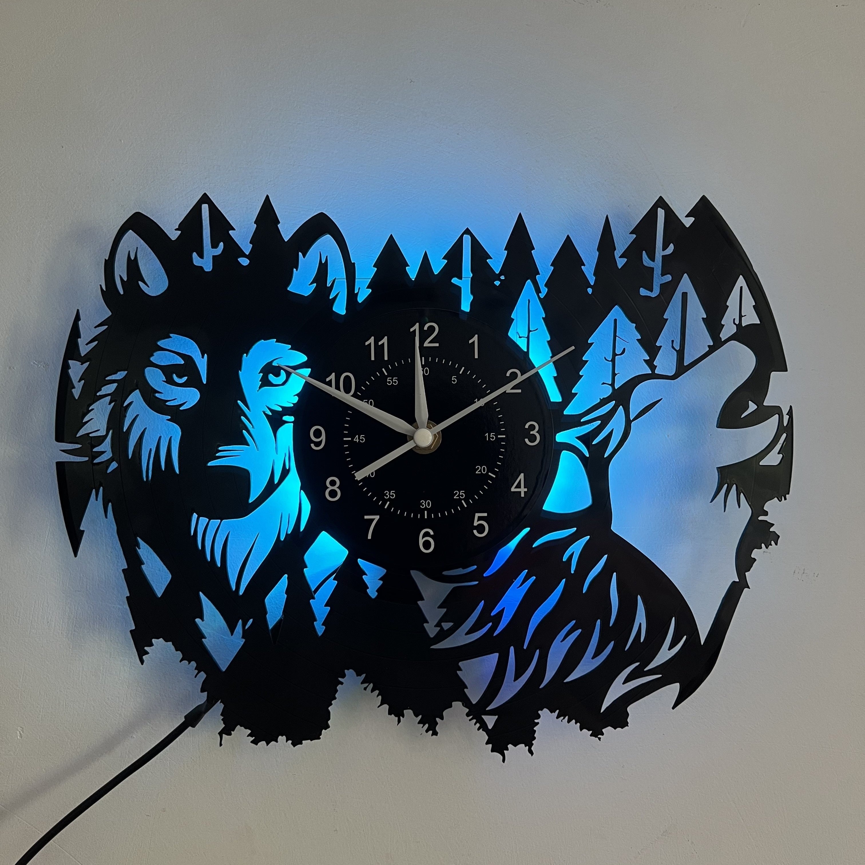HuskyVinyl - Reloj de pared vintage con efecto óxido y tema Husky