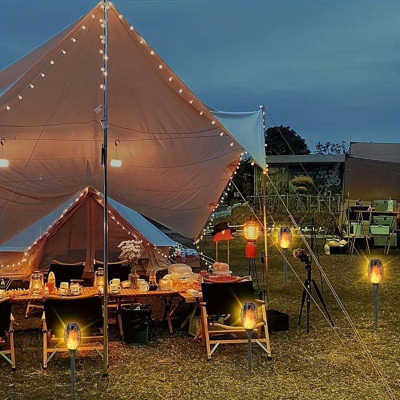 SolarFlame - 6-Pack Solar Torch Lamps with Flickering Flame Effect, Portable Lawn Lamps