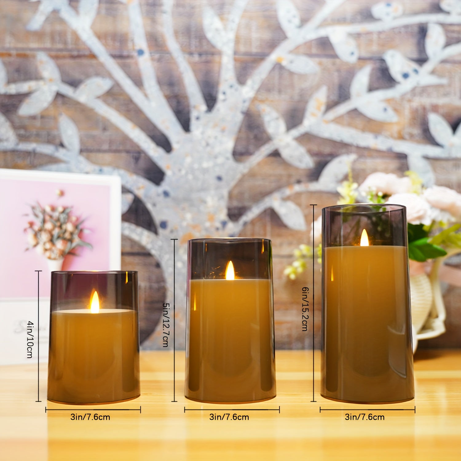 Candela LED senza fiamma con telecomando – Grigio