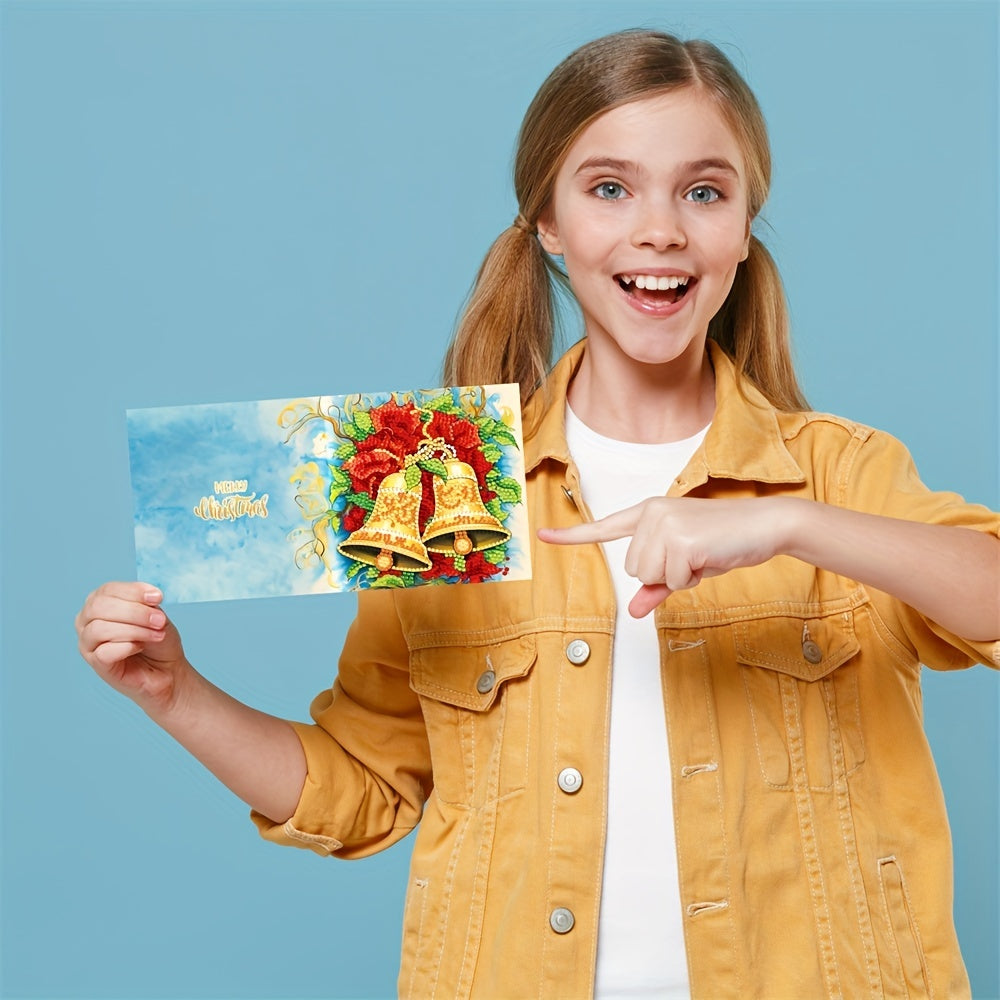 Tarjeta de Navidad de Pintura de Diamantes 12 piezas - Mosaico de Puntos de Diamante Papá Noel, Cuadro Hecho a Mano Regalo de Navidad