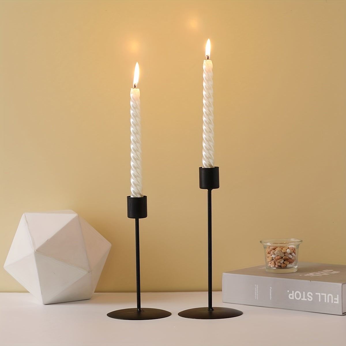 2 Soportes Metálicos para Velas – Decoración de Mesa para Cena, Boda y Fiestas
