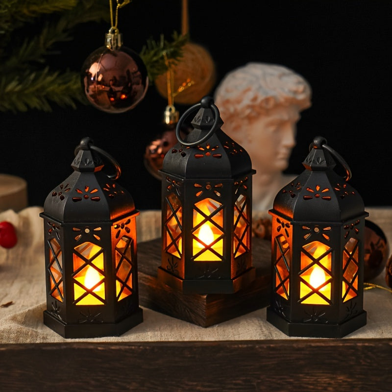 LuxeGlow - Rustic LED Lanterns, Set of 2/4/6/12, Vintage Battery-Powered Hanging Decoration for Parties & Christmas