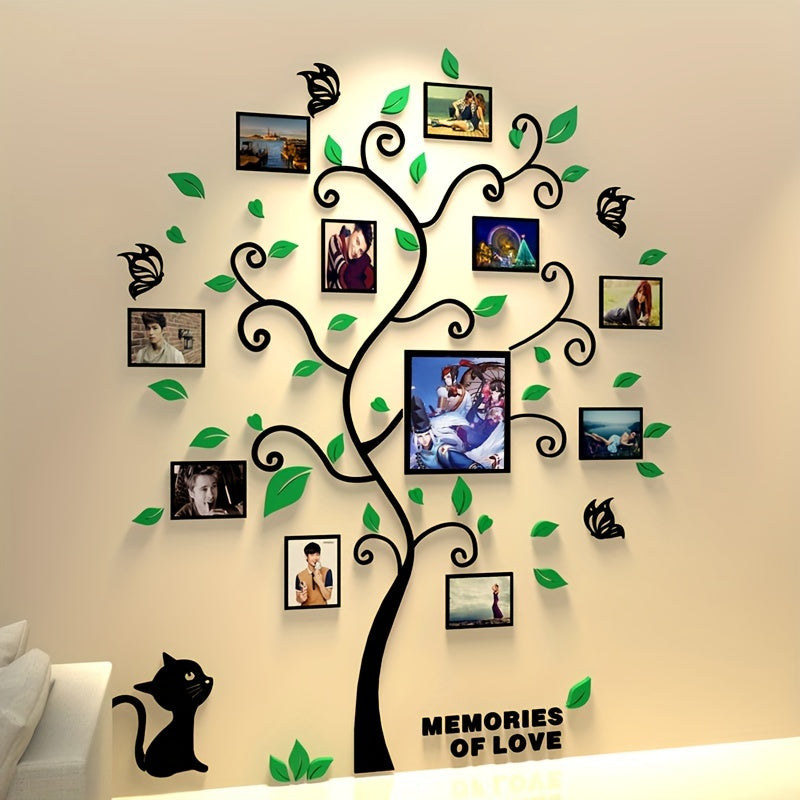 1 Set Acrylic Photo Frame Wall Decoration - 3D Creative Photo Tree for Family & Pets, Self-Adhesive Wall Sticker for Living Room, Hall, Porch, Share Special Memories