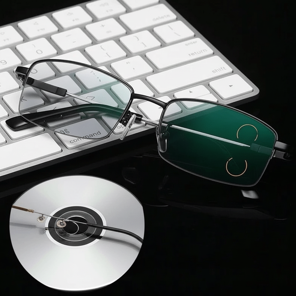 Óculos de leitura progressivos fotocromáticos armação de titânio filtro de luz azul