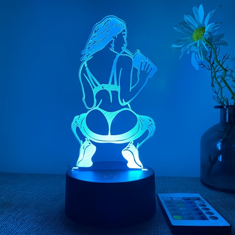 DecoLamp - Lámpara de mesa artística 3D con control remoto, alimentada por USB, 16 opciones de color