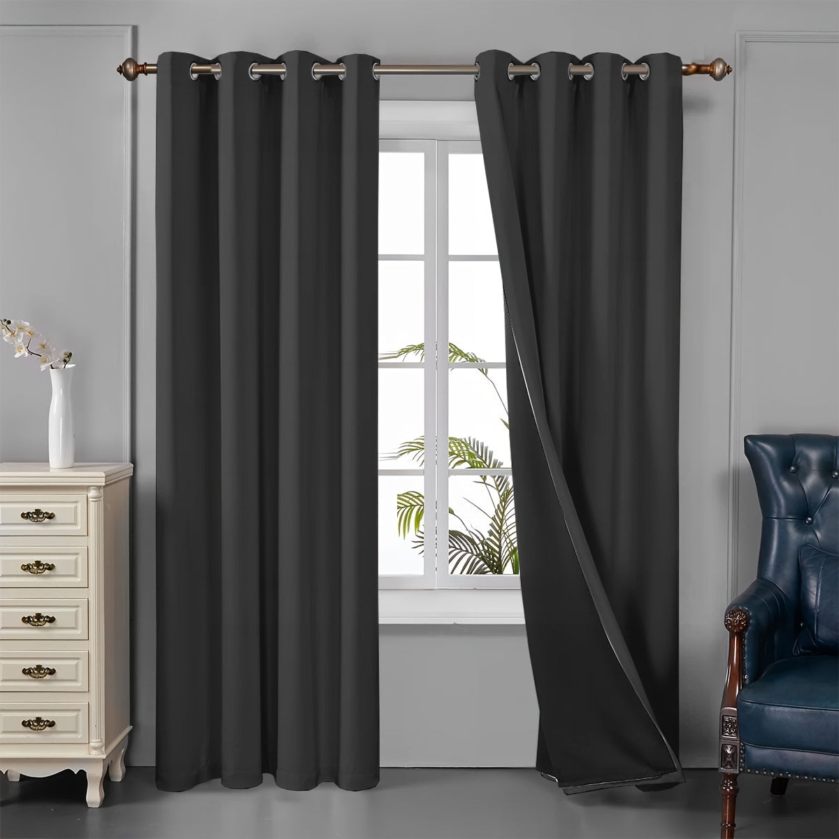 Tende oscuranti - 2 pezzi tende oscuranti con occhielli, protezione UV e isolamento termico