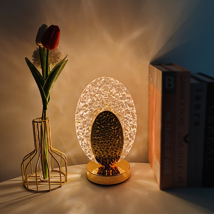 FeatherLamp - Lámpara de mesa táctil USB con diseño de pluma de pavo real, luz LED infinitamente regulable