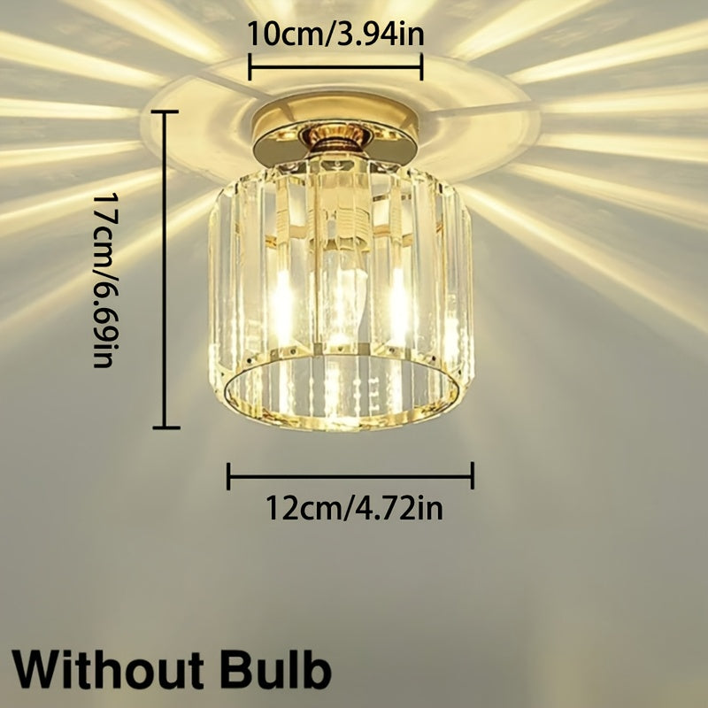 CrystalLuxe - Modern E27 LED Ceiling Lamp, Black Gold with Crystal Glass