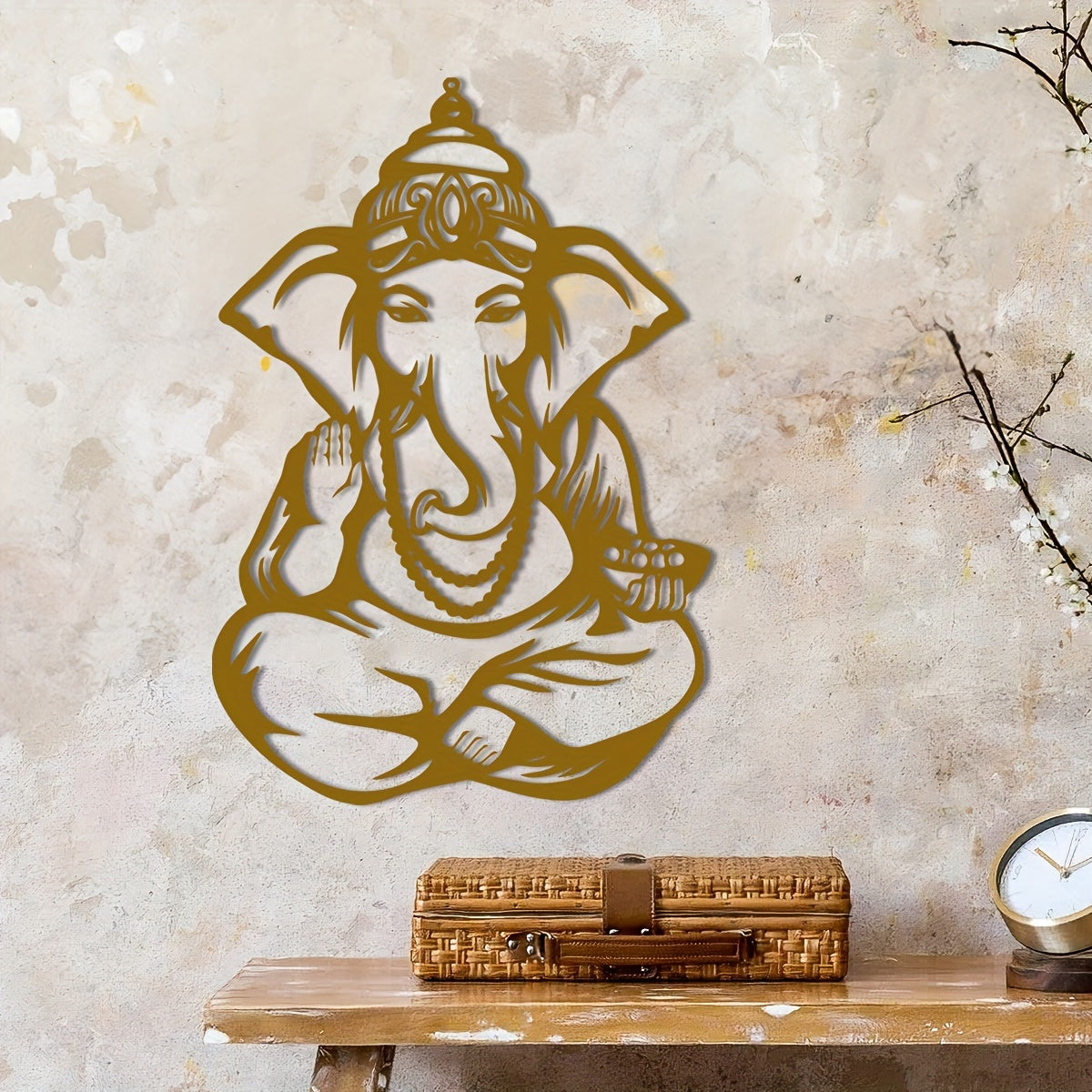 GaneshaArt - Ganesha Olifant Metalen Wandkunst