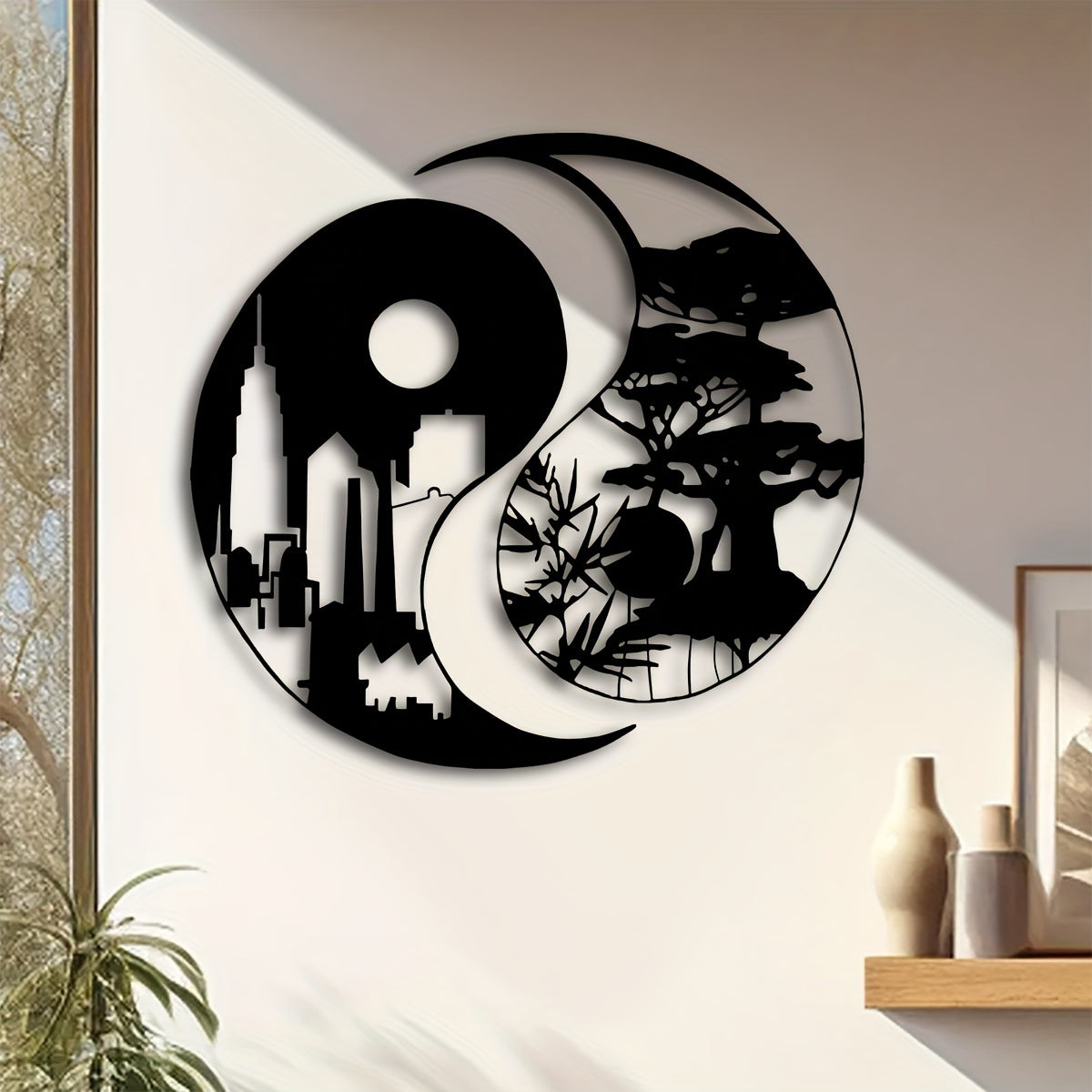 YinYangArt - Elegante Yin Yang Metalen Wandkunst Set