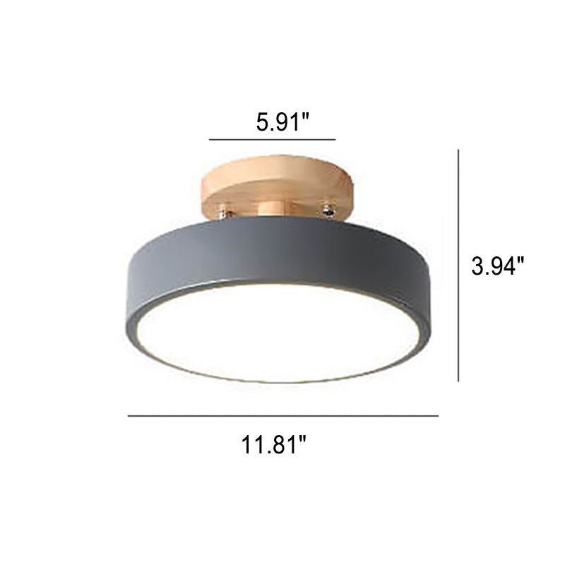 Scandinavian Style Round LED Semi-Recessed Ceiling Lamp