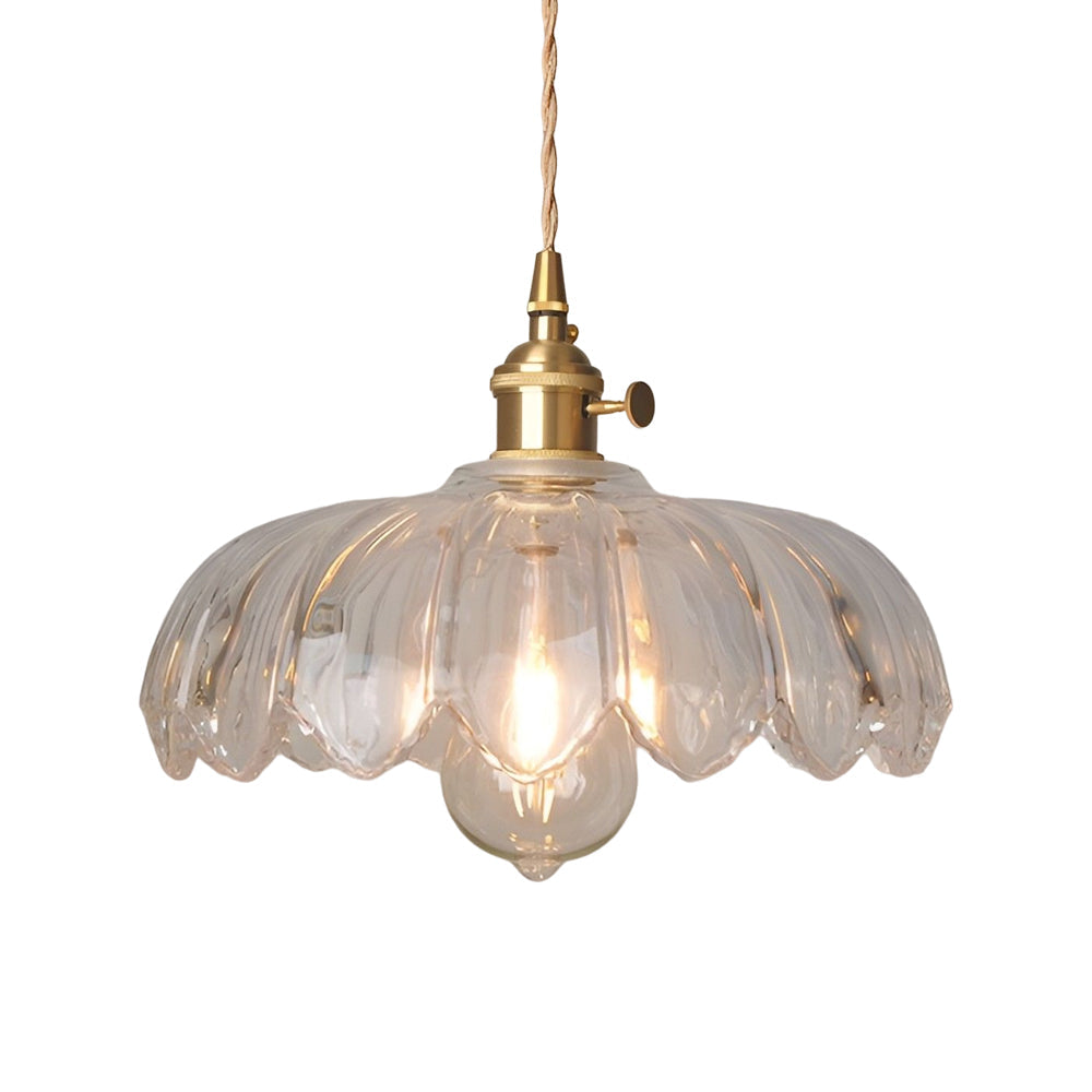 BrassBloom - Vintage Hanglamp van Glas en Messing voor Woonkamer en Eetkamer