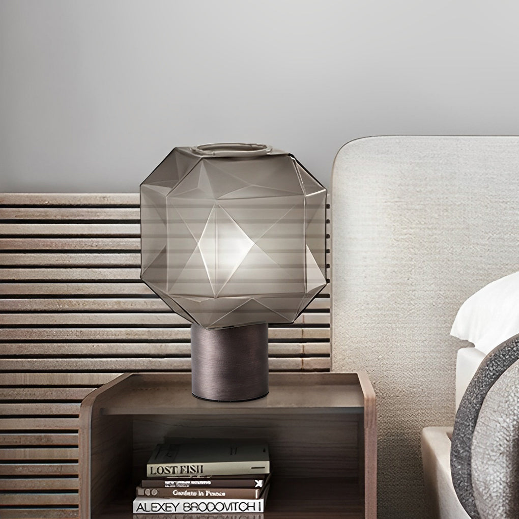 1-Light Cubo Table Lamp with Smoke Gray Glass Shade