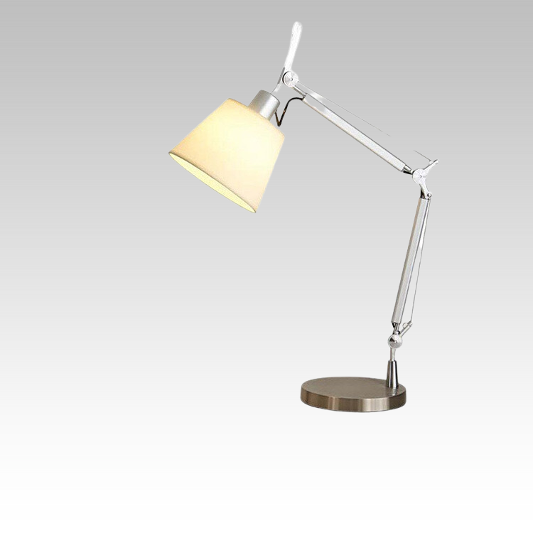 Lámpara de mesa industrial plateada - diseño telescópico