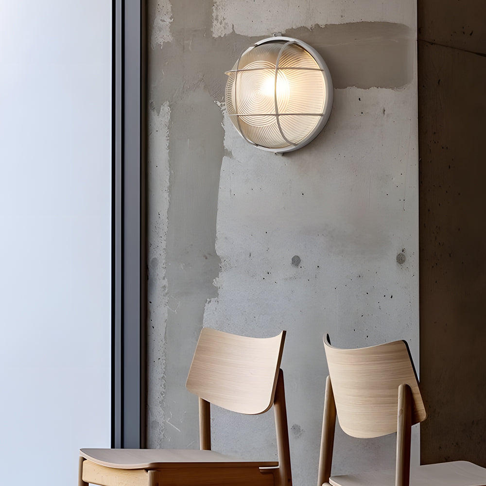 1-Light Retro Industrial Oval/Round Outdoor Wall Lamp