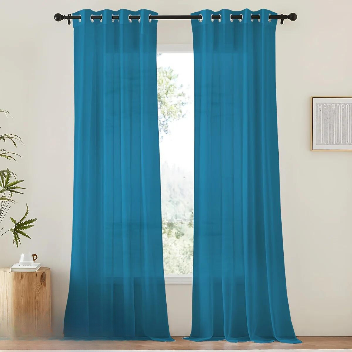 Tende in voile bianco leggero - 2 pezzi con occhielli per soggiorno e camera da letto